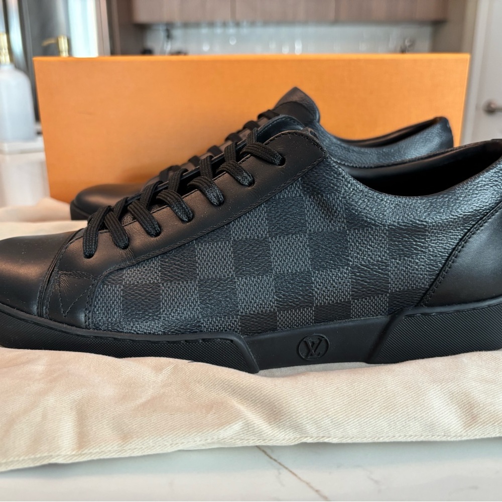 Louis Vuitton Men's Checkered Damier Black Sneakers - Picture 2 of 9